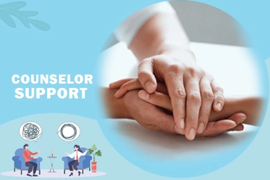 Counselor providing support to a patient